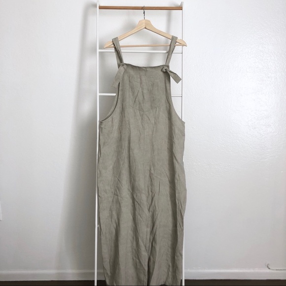 NWT Zara Grey Linen Pocket Wide Leg Jumpsuit - Picture 3 of 8